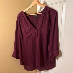 Torrid Burgundy V-Neck Blouse